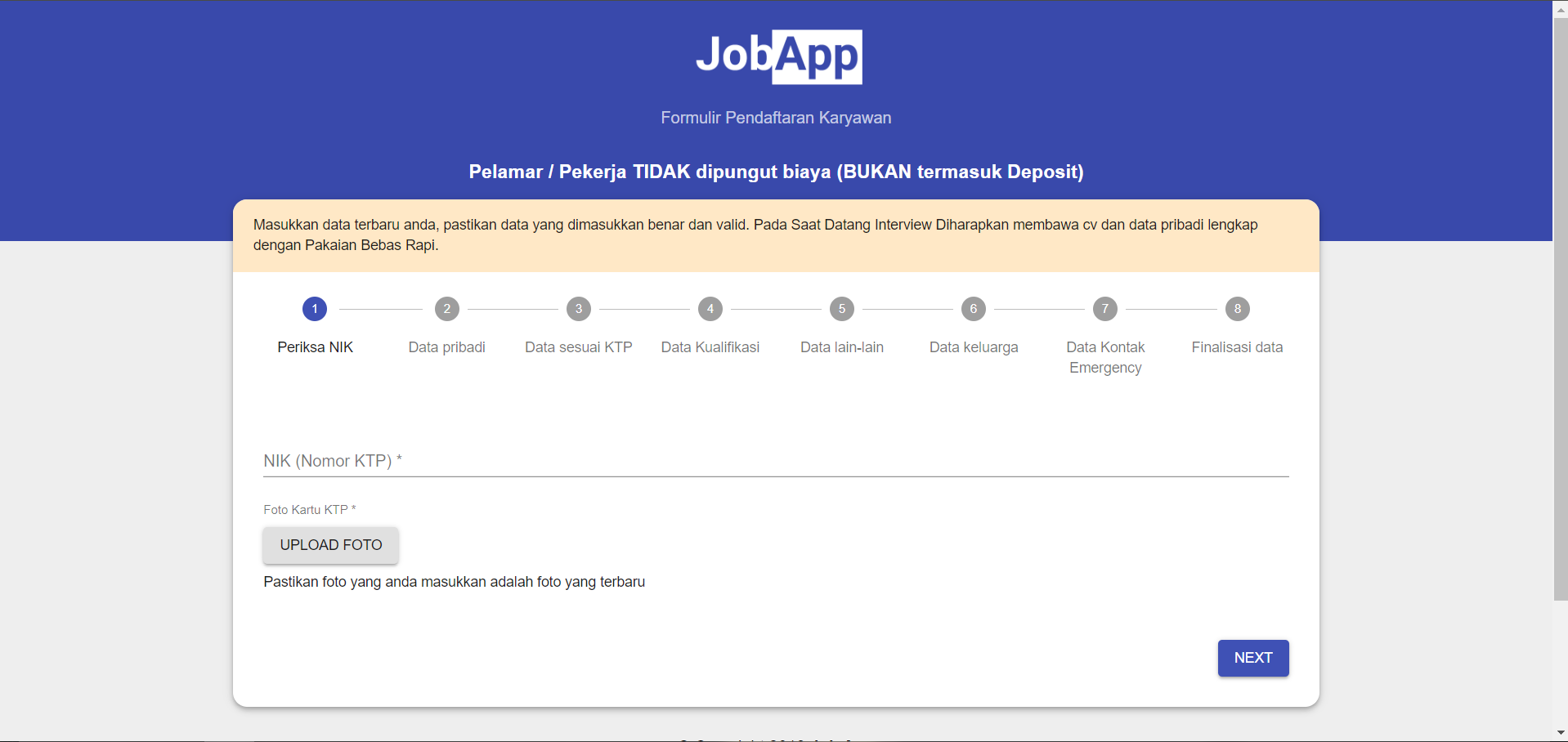 Job Applicant screenshot