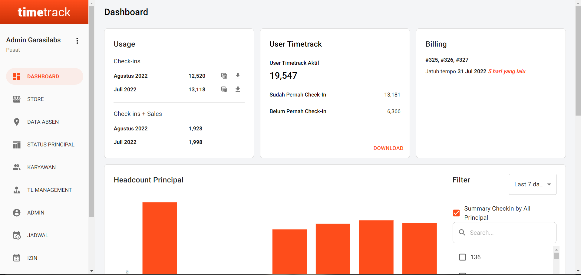 Timetrack screenshot